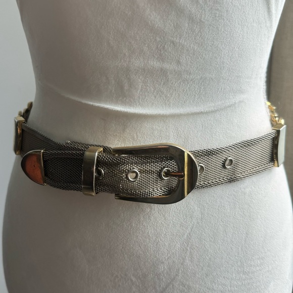 Silver Mesh With Gold Interlocking Oval Accent Pieces Belt 32” main image 6